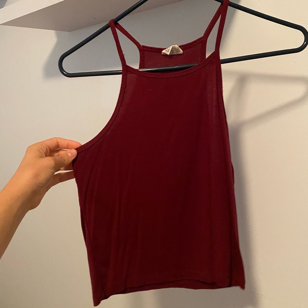 High neck tank top deep maroon Essentials by full tilt
